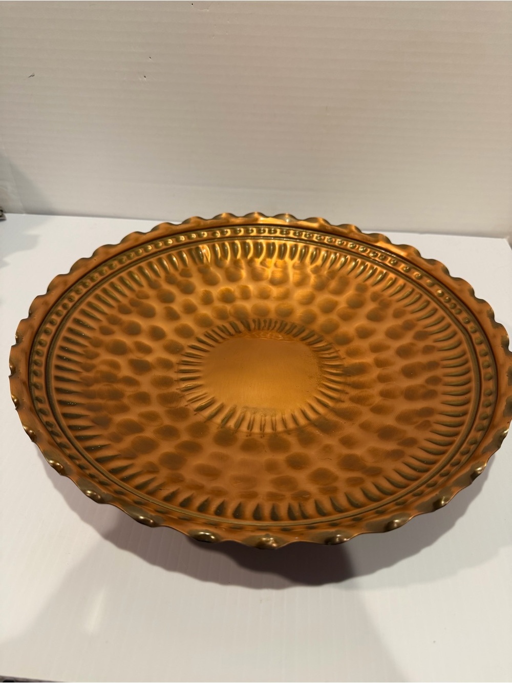 Vintage Gregorian Copper 13" Hammered Platter Tray Model 808 Mid Century USA